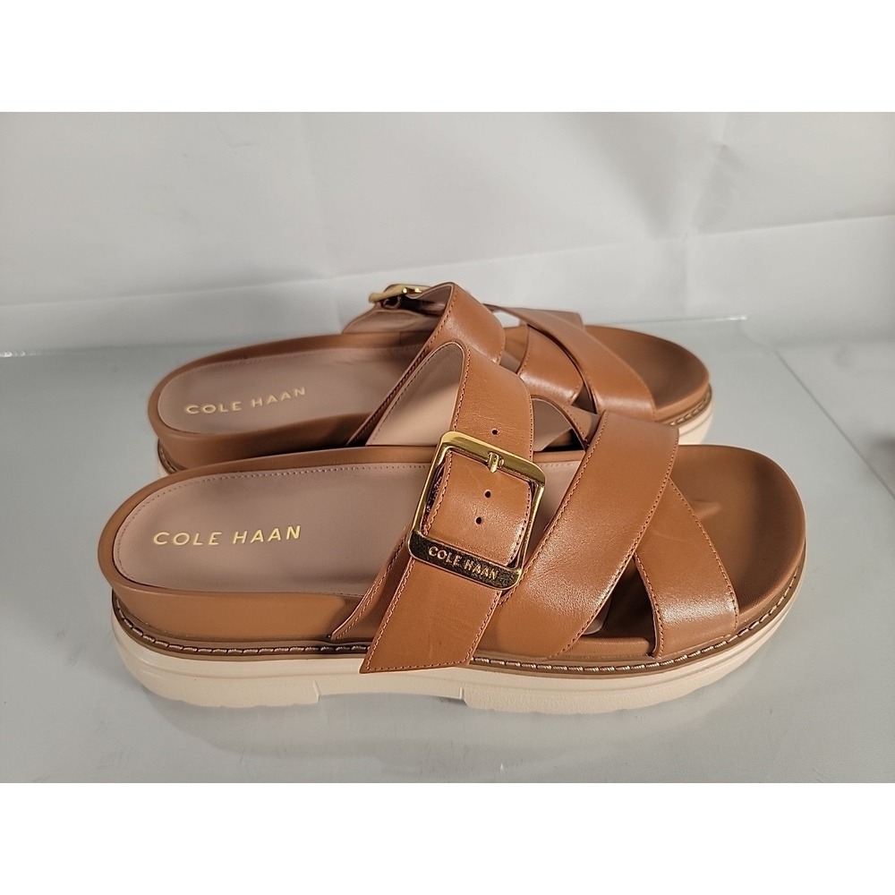 Cole Haan Women's Fraya Slide Sandals Light Brown‎ Caramel LEATHER Size 8 B